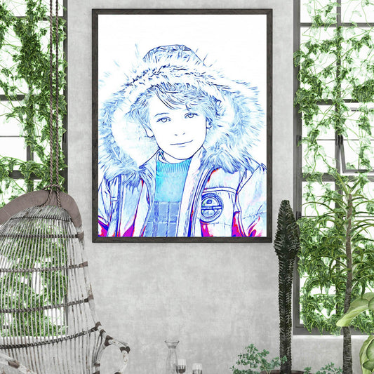 Custom Hand-Drawn Portrait Sketch - Blue Line Artwork | Personal & Gift Ideas - Welcome